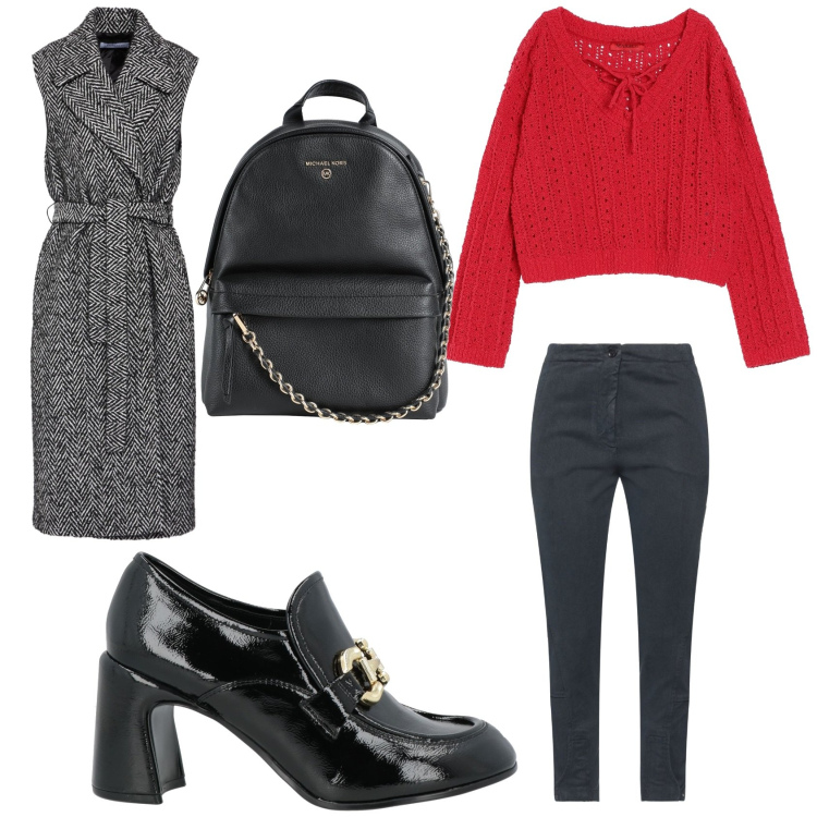 Outfit donna - Il cappotto smanicato. Stile Chic per Tutti i giorni. Abbinamento con pullovers, cappotti, zaini, jeans slim fit, mocassini.