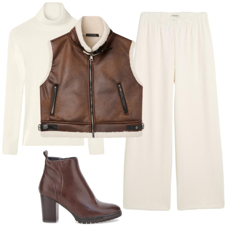 Outfit donna - Total look #2324023. Stile Casual per Tutti i giorni. Abbinamento con pantaloni, maglieria, piumini, stivaletti.