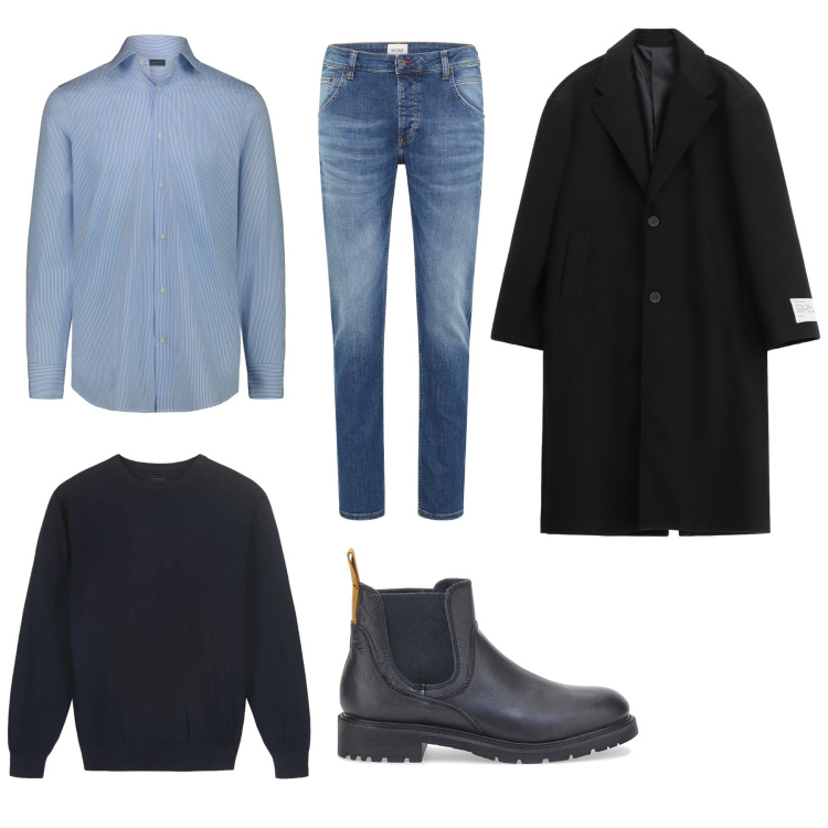 Outfit uomo - Urban black. Stile Casual per Tutti i giorni. Abbinamento con jeans dritti, cappotti, stivali e stivaletti, maglieria, camicie.