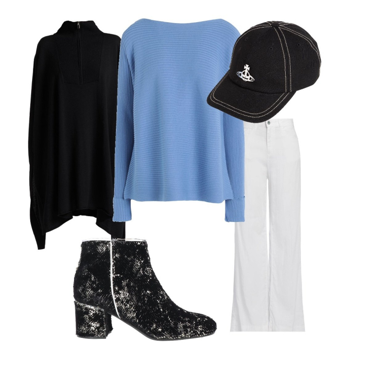 Outfit donna - Beautiful style. Stile Casual chic per Tutti i giorni. Abbinamento con pullovers, jeans, cappelli con visiera, cappotti, stivaletti.