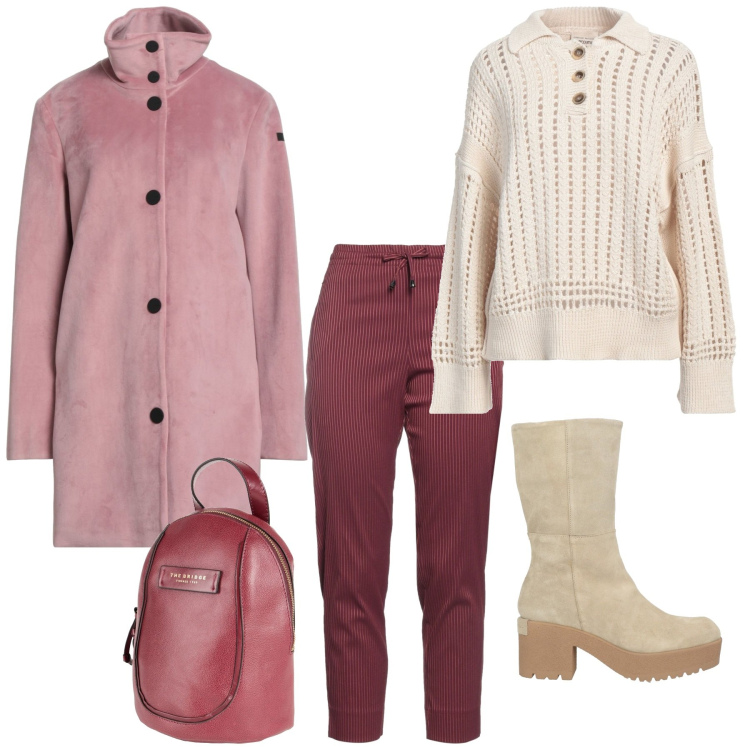 Outfit donna - Total look #2324129. Stile Romantica per Tutti i giorni. Abbinamento con cappotti, zaini, pullovers, stivaletti, pantaloni.