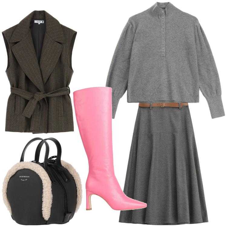 Outfit donna - Gennaio con gli stivali. Stile Chic per Tutti i giorni. Abbinamento con stivali, zaini, gonne lunghe, gilet, maglieria.