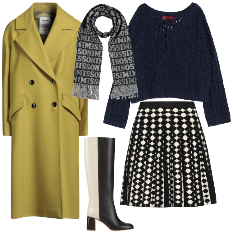 Outfit donna - Total look #2324134. Stile Glamour per Serata fuori. Abbinamento con cappotti, stivali, pullovers, minigonne, sciarpe.