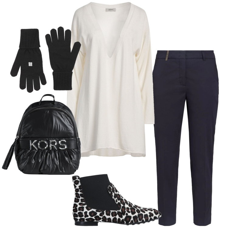 Outfit donna - Total look #2324135. Stile Trendy per Tutti i giorni. Abbinamento con stivaletti chelsea, pullovers, zaini, guanti, pantaloni.