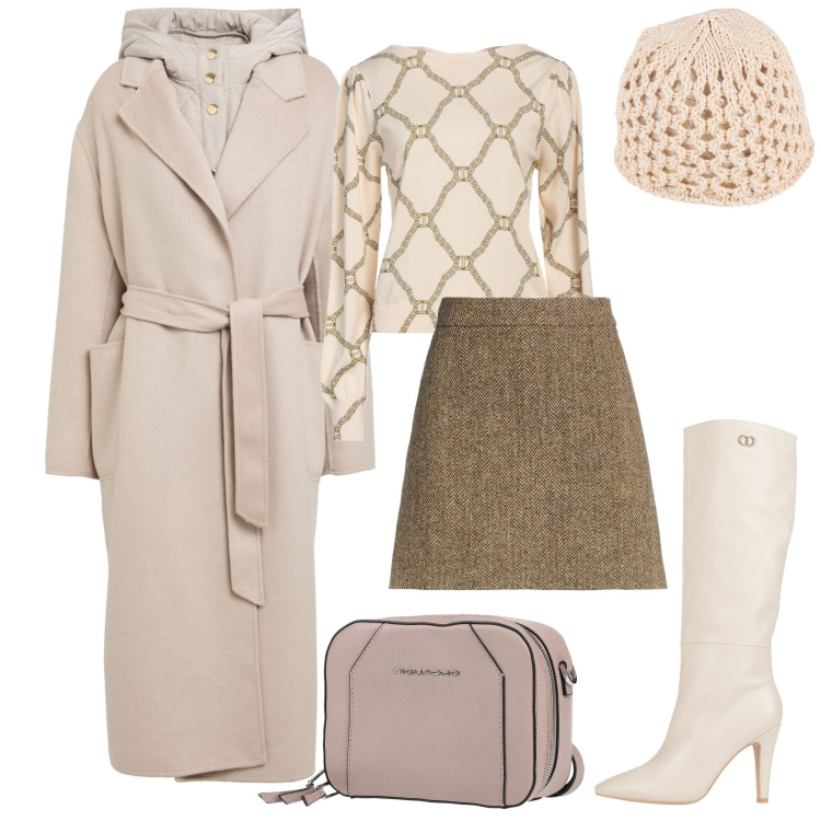 Outfit donna - Total look #2324184. Stile Bon Ton per Serata fuori. Abbinamento con pullovers, stivali, minigonne, cappotti, marsupi, cappelli.