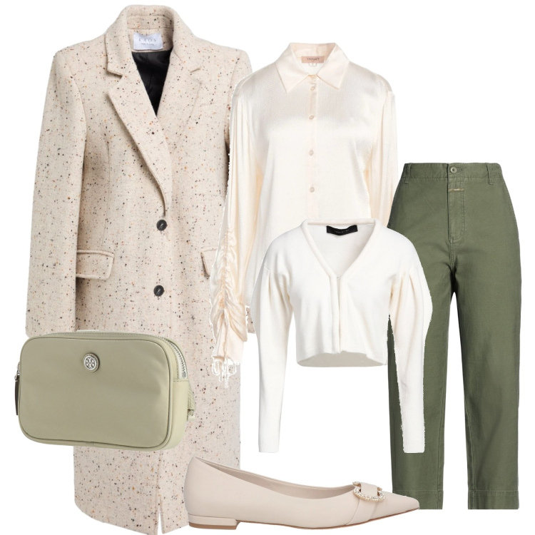 Outfit donna - Total look #2324226. Stile Bon Ton per Ufficio. Abbinamento con ballerine, camicie, marsupi, pantaloni, cappotti, cardigans.