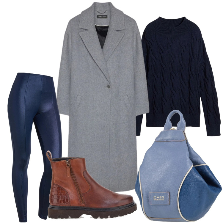Outfit donna - Ispirazione blu notte. Stile Glamour per Tutti i giorni. Abbinamento con maglieria, zaini, pantaloni skinny, stivaletti, cappotti.