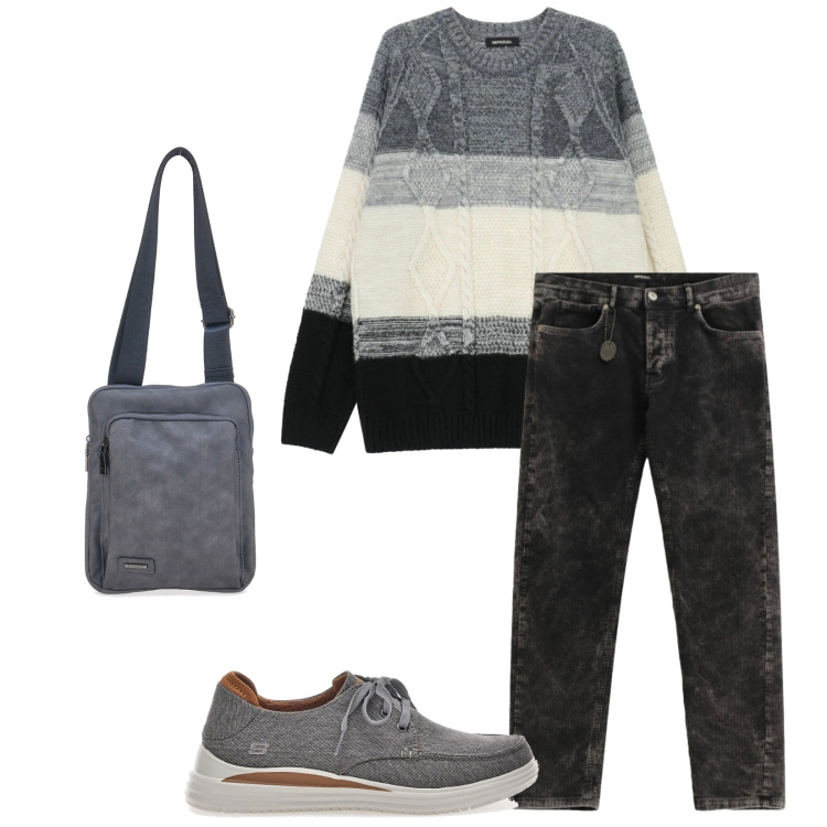 Outfit uomo - Total look #2324264. Stile Urban per Tutti i giorni. Abbinamento con pantaloni, maglieria, scarpe stringate, portafogli.