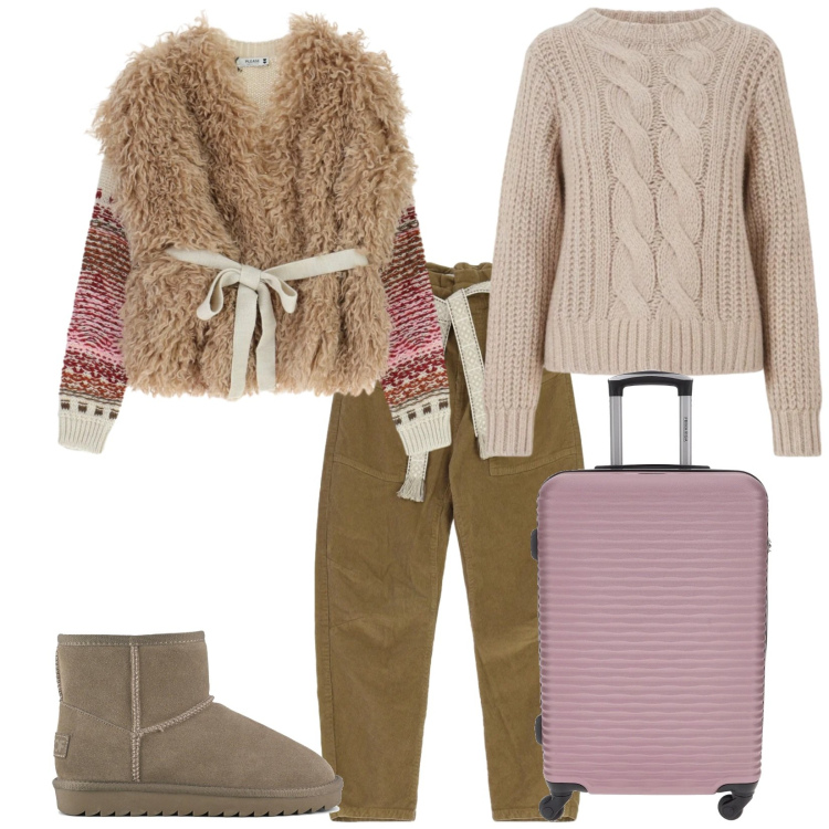 Outfit donna - Total look #2324265. Stile Casual chic per Tutti i giorni. Abbinamento con maglieria, pantaloni, maglieria, stivali, valigie.