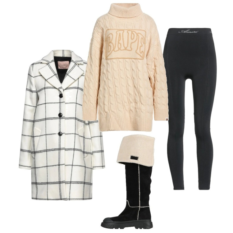 Outfit donna - Total look #2324293. Stile Basic per Tutti i giorni. Abbinamento con maglieria, cappotti, stivali da neve, leggings.