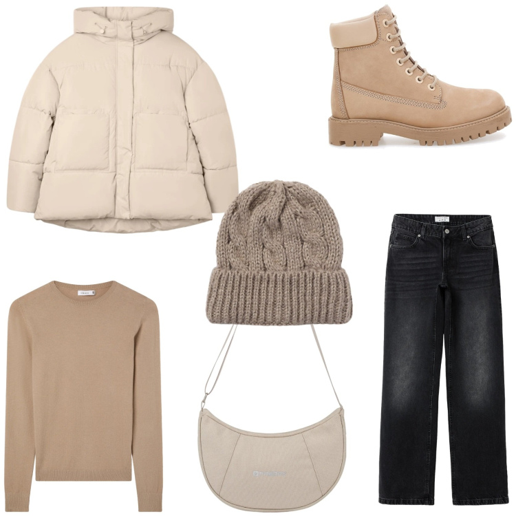 Outfit donna - Urban chic. Stile Urban per Tutti i giorni. Abbinamento con jeans, bomber, maglieria, berretti, borse a spalla, stivaletti.