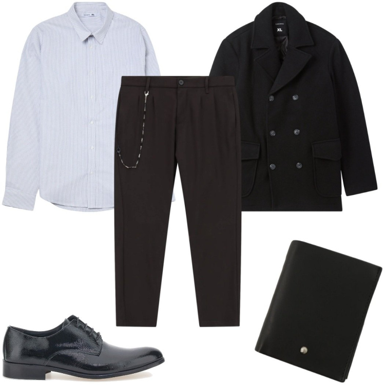 Outfit uomo - Total look #2324337. Stile Business/Elegante per Ufficio. Abbinamento con camicie, caban, pantaloni, portafogli, scarpe stringate.