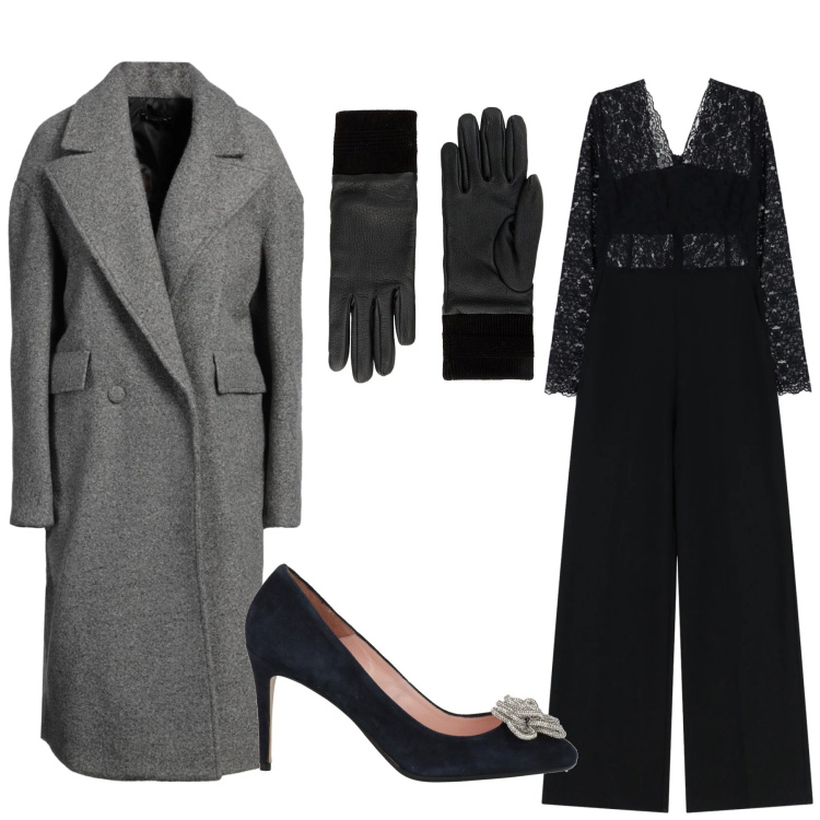 Outfit donna - Serata elegante. Stile Chic per Serata fuori. look ideale per Tall. Abbinamento con cappotti, guanti, décolleté, tute.