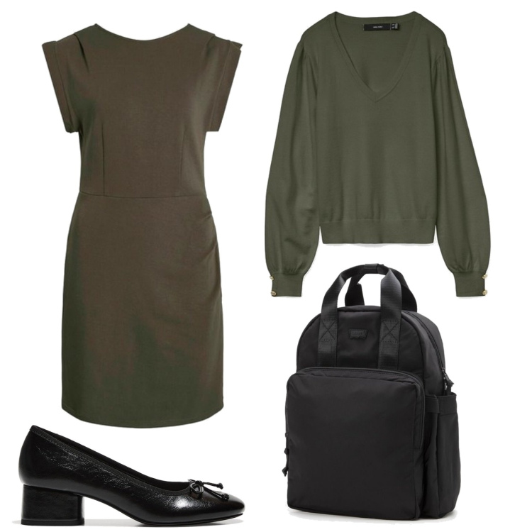 Outfit mujer - Urban look. Estilo Urban para Todos los días. Combinación con mochilas, bailarinas, vestidos largos, prendas de punto.