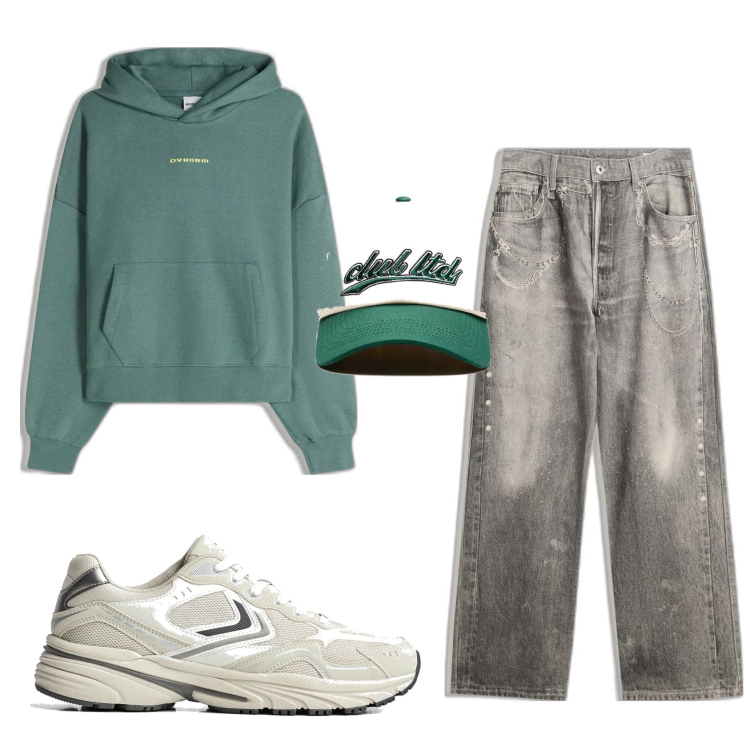 Outfit hombre - Urban #338. Estilo Urban para Todos los días. Combinación con vaqueros, sneakers, sudaderas con capucha, sombreros.
