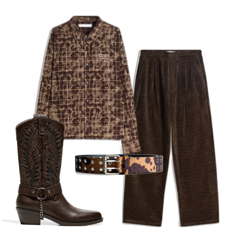 Outfit hombre - Trendy #293. Estilo Trendy para Noche especial. Combinación con cinturones, botas y botines, camisas, pantalones.