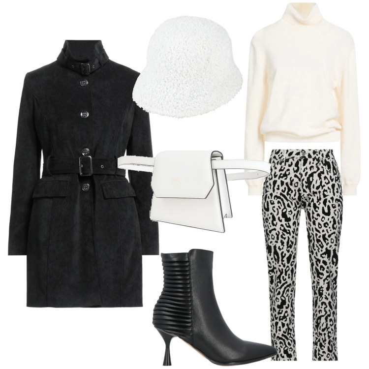 Outfit donna - Serata elegante in lana e velluto. Stile Chic per Serata fuori. Abbinamento con cappotti, marsupi, maglieria, cappelli, stivaletti, pantaloni.