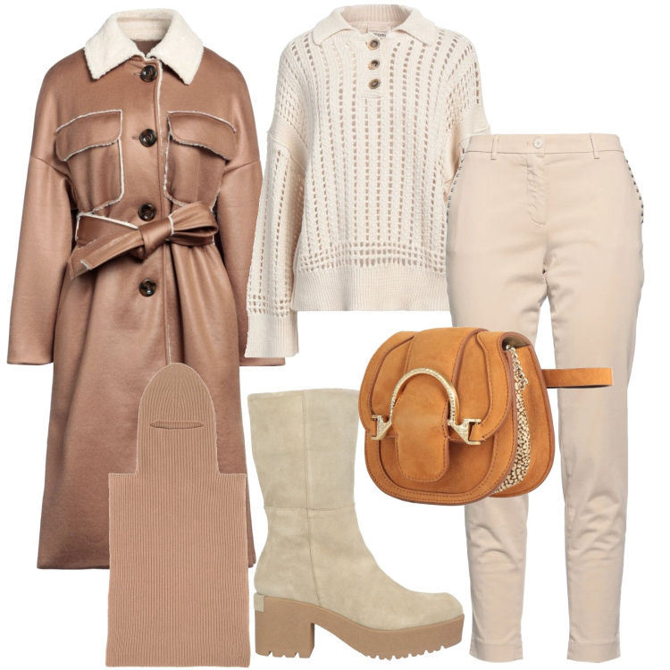 Outfit donna - Gennaio con gli stivali. Stile Casual chic per Tutti i giorni. Abbinamento con pantaloni, cappotti, marsupi, stivaletti, pullovers, cappelli.