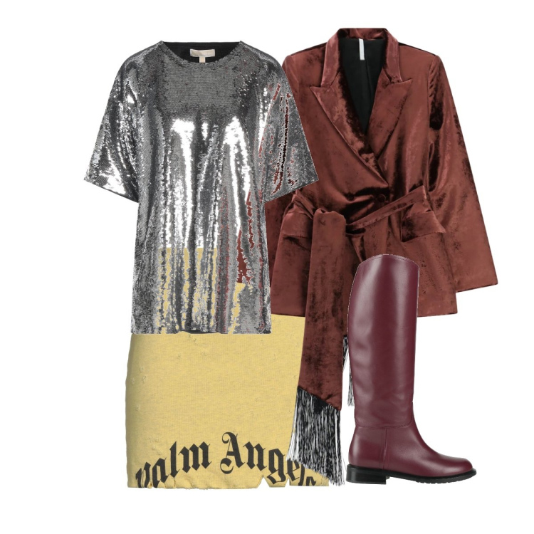 Outfit donna - T shirt particolare. Stile Glamour per Serata fuori. Abbinamento con top, minigonne, stivali, blazer.