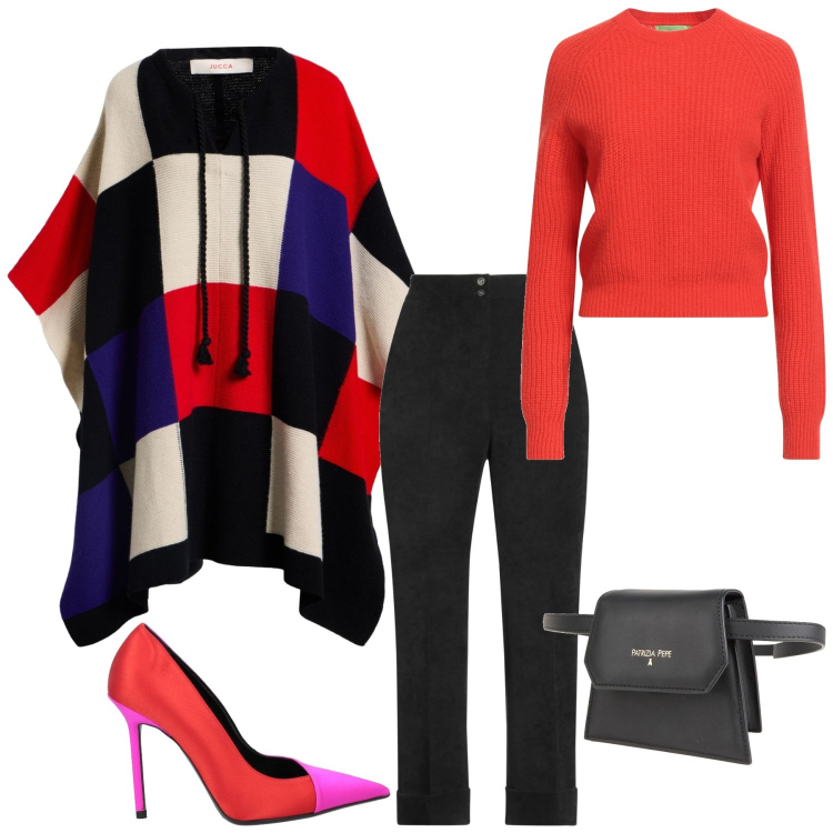 Outfit donna - Total look #2324559. Stile Glamour per Serata fuori. Abbinamento con pantaloni, pullovers, décolleté, marsupi, cappotti.