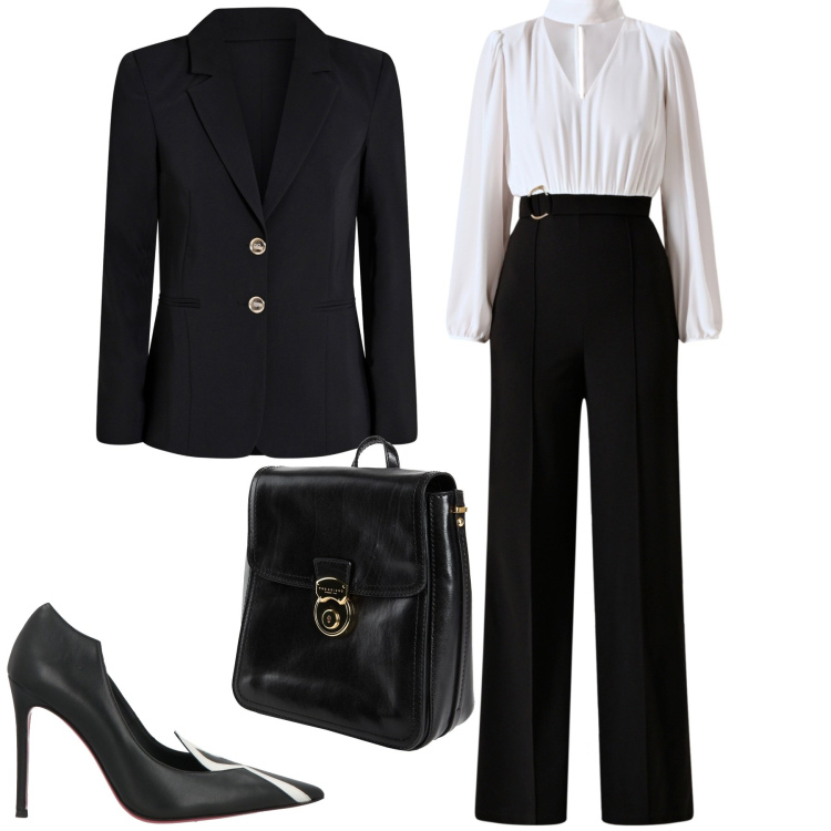 Outfit donna - La tuta Rinascimento. Stile Chic per Serata fuori. Abbinamento con zaini, décolleté, tute, blazer.