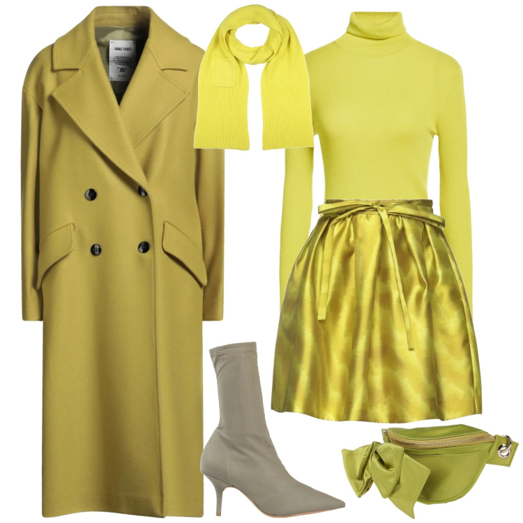 Outfit donna - Lime ogni giorno. Stile Vintage retrò per Tutti i giorni. Abbinamento con stivaletti, marsupi, cappotti, minigonne, maglieria, sciarpe.