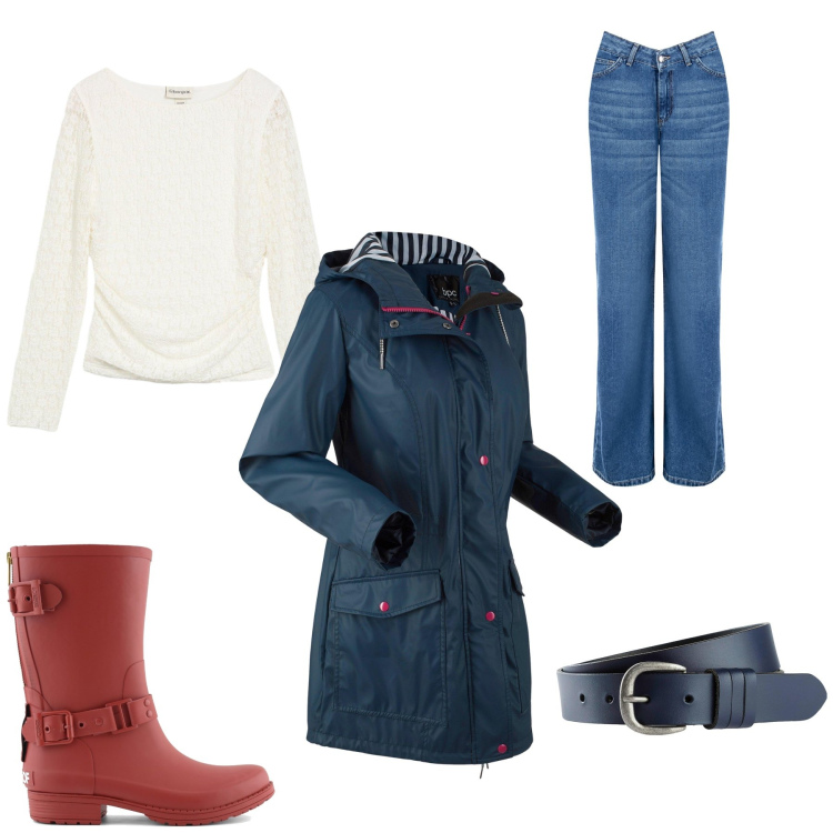 Outfit donna - Urban Nautical. Stile Urban per Tutti i giorni. Abbinamento con maglieria, cinture, giacche sportive, jeans, stivali.