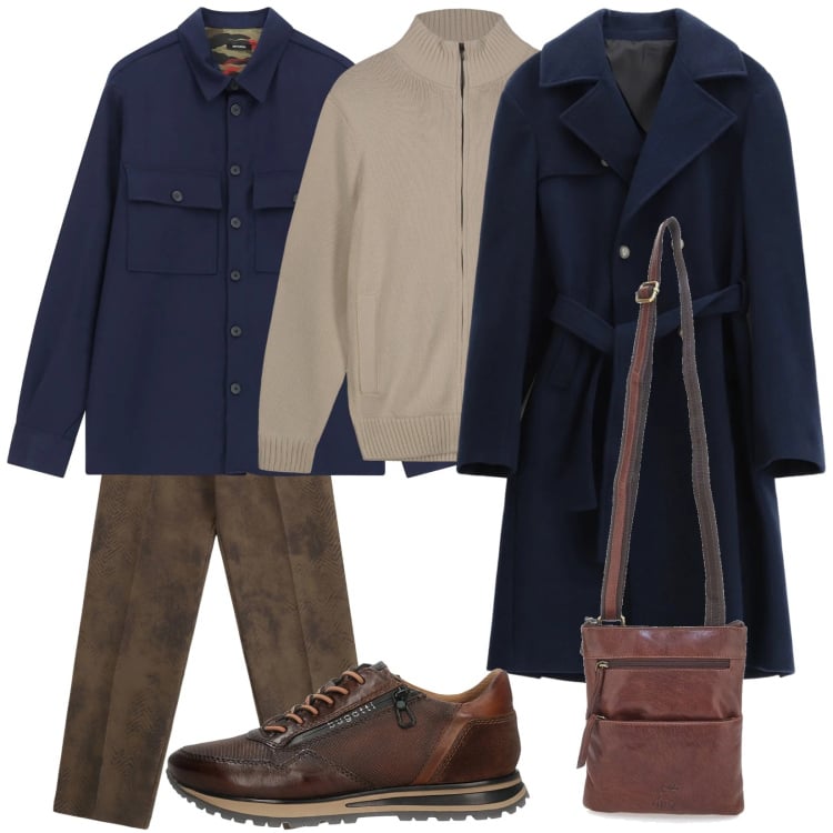 Outfit uomo - Uscire di sera. Stile Trendy per Serata speciale. Abbinamento con pantaloni, camicie, cappotti, portafogli, cardigans, sneakers.