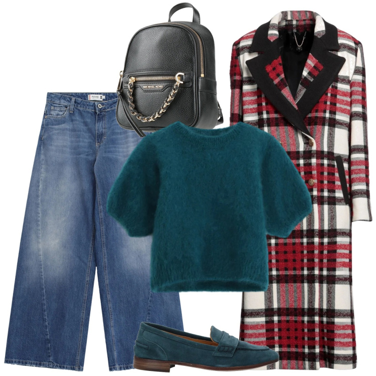 Outfit donna - Total look #2325092. Stile Casual per Tutti i giorni. Abbinamento con zaini, cappotti, mocassini, t-shirt, jeans.