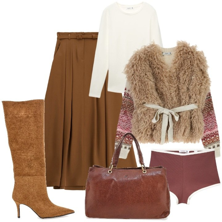 Outfit donna - Gennaio con gli stivali - @danipoetessa7. Stile Urban per Tutti i giorni. Abbinamento con culotte, t-shirt, maglieria, gonne lunghe, stivali, borse a tracolla.