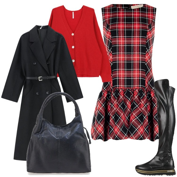 Outfit donna - Stivali al ginocchio trendy style. Stile Trendy per Tutti i giorni. Abbinamento con stivali sopra il ginocchio, cardigans, cappotti, vestiti corti, borse a mano.