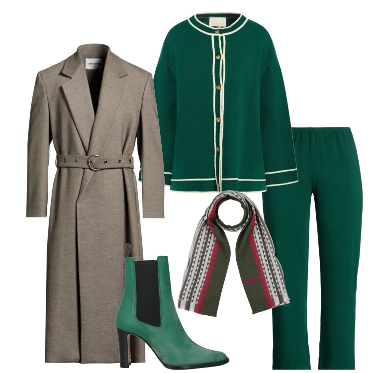 Outfit donna - Total look #2325181. Stile Glamour per Serata fuori. Abbinamento con cappotti, stivaletti chelsea, sciarpe, cardigans, pantaloni.