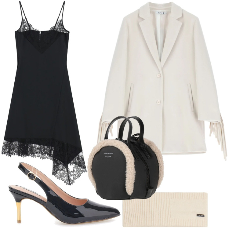 Outfit donna - Pizzo e frange. Stile Glamour per Serata fuori. Abbinamento con zaini, cappotti, vestiti asimmetrici, accessori per capelli, décolleté.