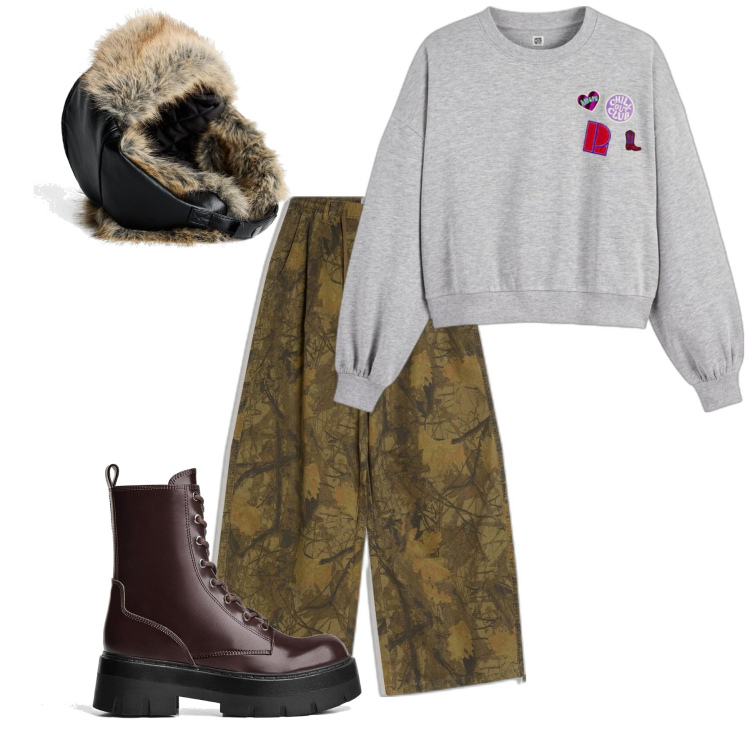 Outfit mujer - Urban #564. Estilo Urban para Todos los días. Combinación con sudaderas, pantalones cargo, botines, gorros.