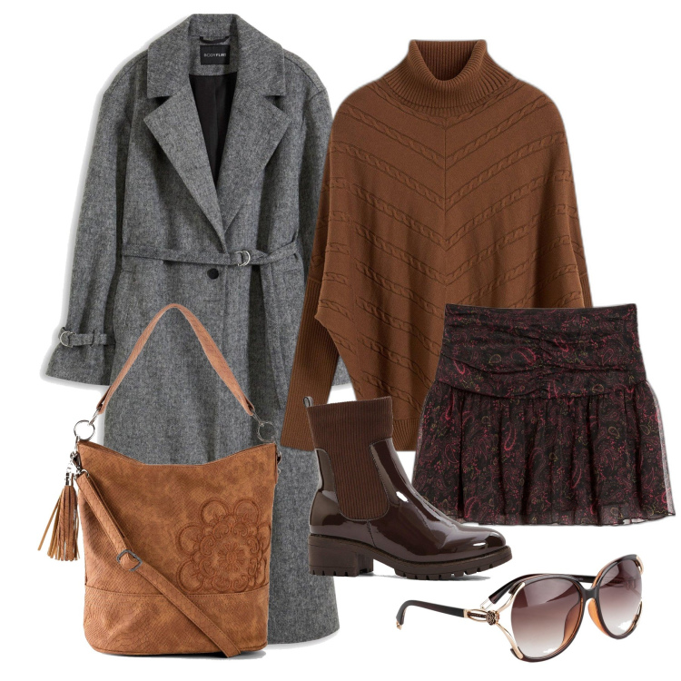 Outfit femme - Janvier. Style Tendance pour Tous les jours. Assortir avec minijupes, lunettes de soleil, bottes, manteaux, pulls, sacs à main.