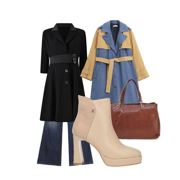 Outfit donna - 70s. Stile 70s per Serata fuori. Abbinamento con stivaletti, jeans a zampa, trench, vestiti midi/longuette, borse a tracolla.