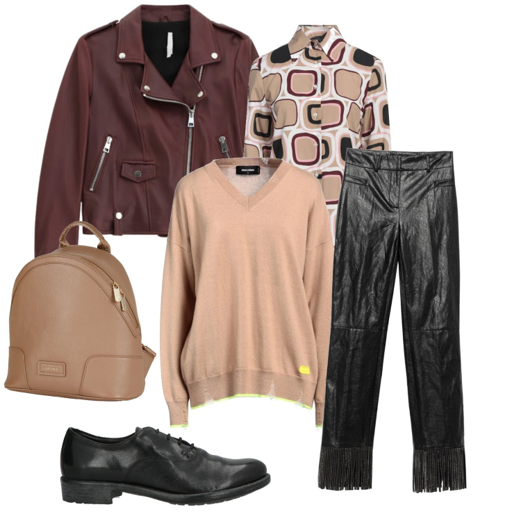 Outfit donna - Total look #2325355. Stile Chic per Tutti i giorni. Abbinamento con pullovers, zaini, camicie, pantaloni, scarpe stringate, giacche.