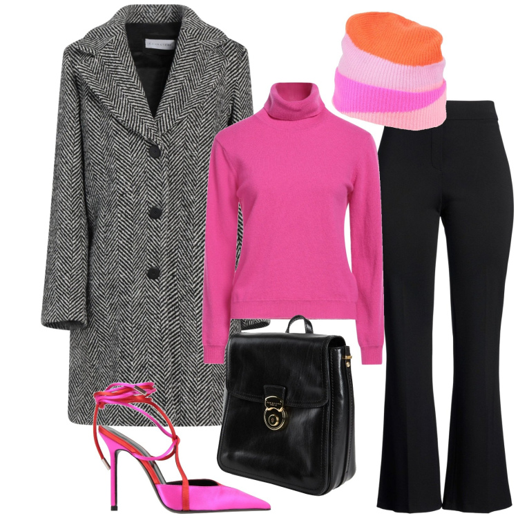 Outfit donna - Total look #2325358. Stile Glamour per Serata fuori. Abbinamento con cappotti, décolleté, maglieria, zaini, cappelli, pantaloni.