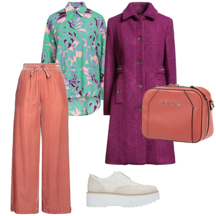 Outfit donna - Il colore che da calore. per Tutti i giorni. Abbinamento con scarpe stringate, marsupi, cappotti, pantaloni, camicie.