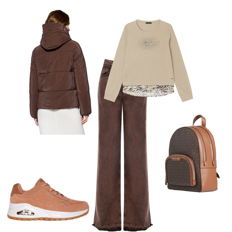Outfit donna - Liberamente. Stile Casual per Scuola/Università. Abbinamento con zaini, jeans dritti, piumini, felpe, sneakers.