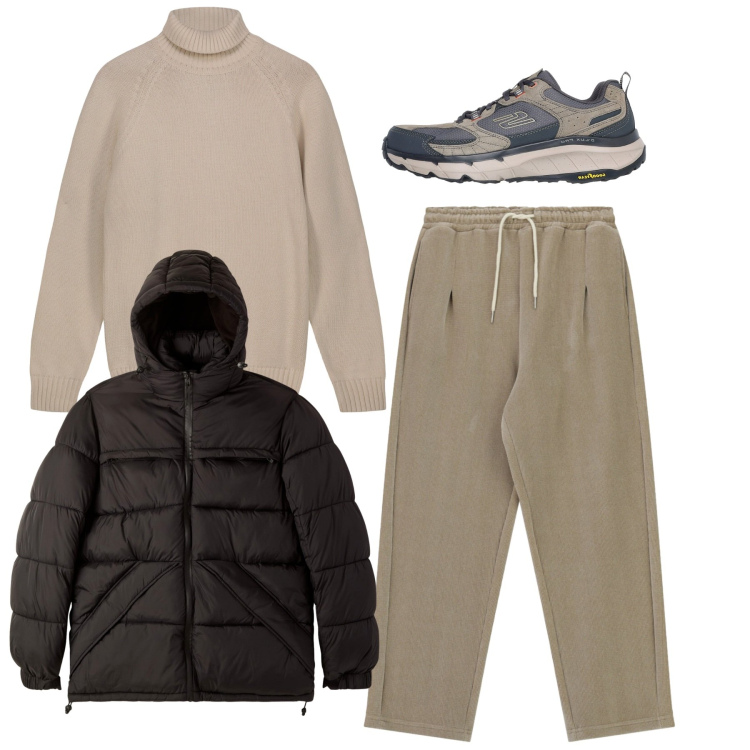Outfit uomo - Total sporty. Stile Casual per Tutti i giorni. Abbinamento con bomber, pantaloni, pullovers, sneakers.