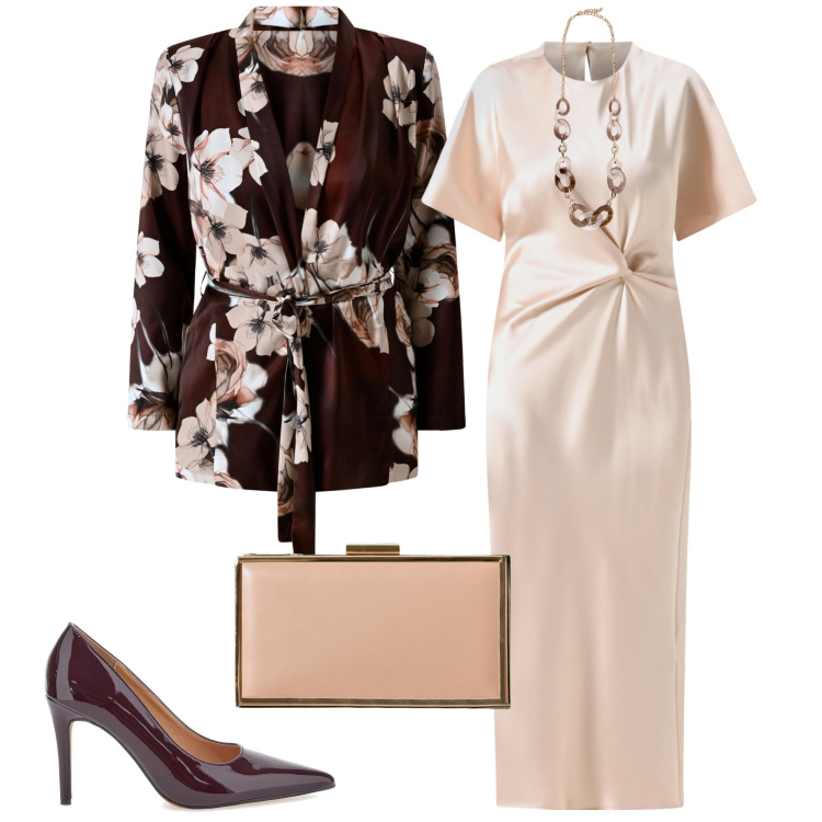 Outfit donna - Cerimonia. Stile Chic per Cerimonia. Abbinamento con vestiti midi/longuette, pochette, cappotti, décolleté, collane.