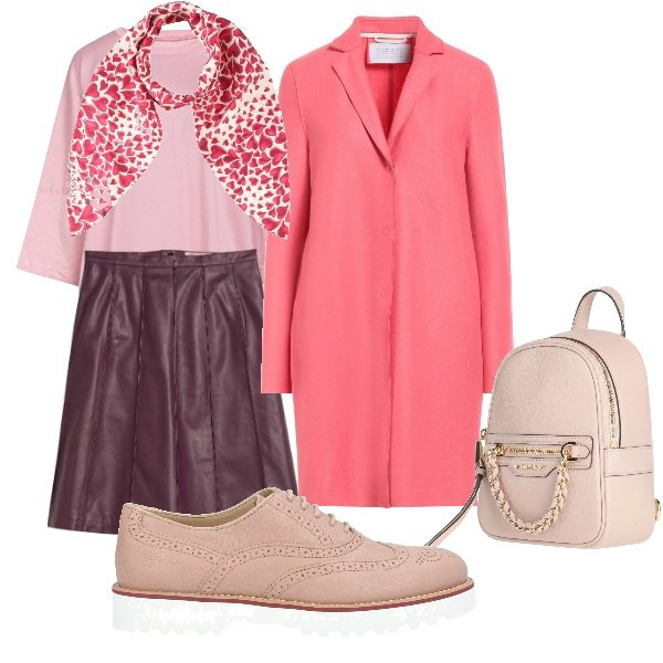 Outfit donna - rosella. Stile Casual chic per Ufficio. Abbinamento con gonne, cappotti, scarpe stringate, zaini, sciarpe, t-shirt.