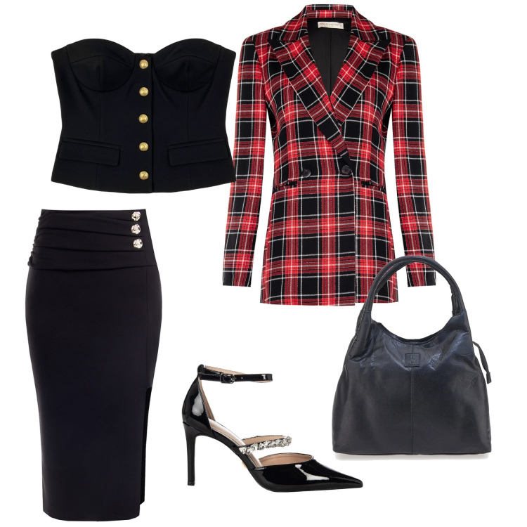 Outfit donna - Cuore. per Serata fuori. Abbinamento con décolleté, gonne longuette, blazer, top, borse a mano.