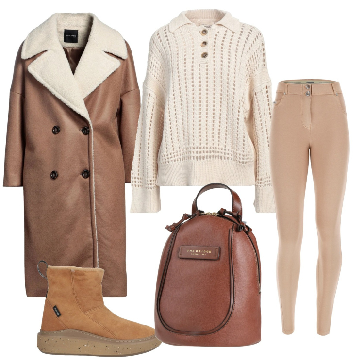 Outfit donna - Total look #2325651. Stile Casual chic per Tutti i giorni. Abbinamento con cappotti, pullovers, stivaletti, zaini, pantaloni skinny.