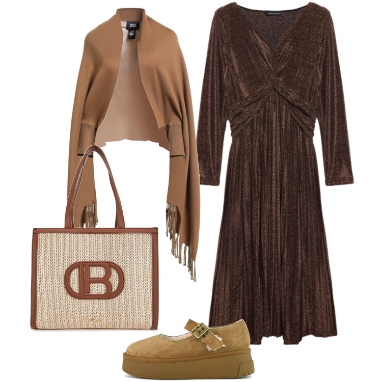 Outfit donna - Cena spensierata con i colleghi. Stile Glamour per Serata fuori. Abbinamento con cappe, décolleté, borse a spalla, vestiti lunghi.