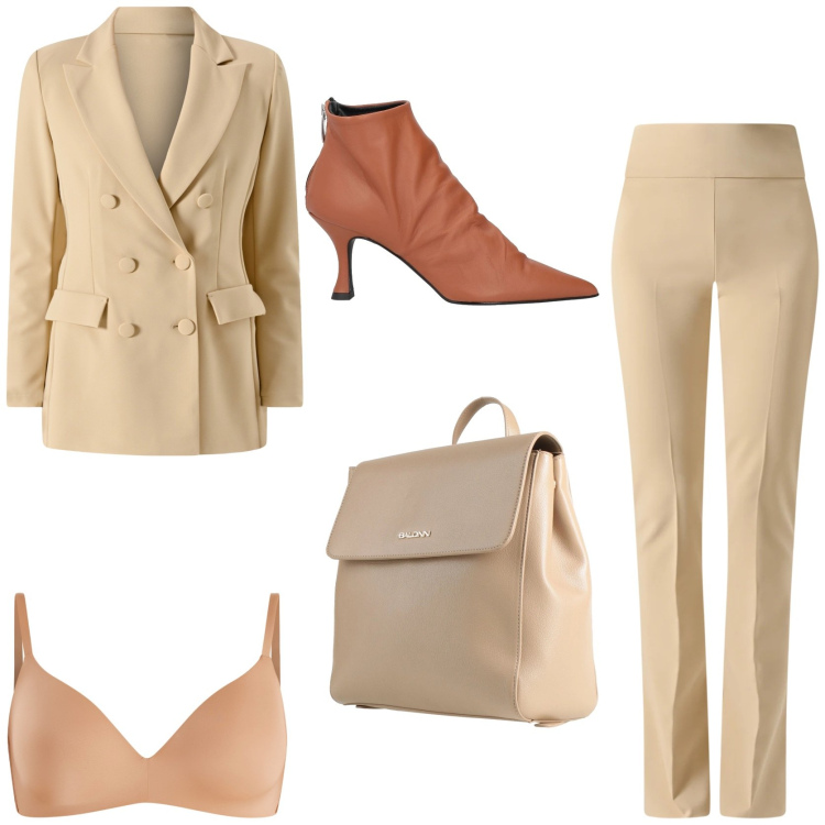 Outfit donna - Festa di laurea. Stile Chic per Cerimonia. Abbinamento con stivaletti, zaini, pantaloni, reggiseni a balconcino, blazer.
