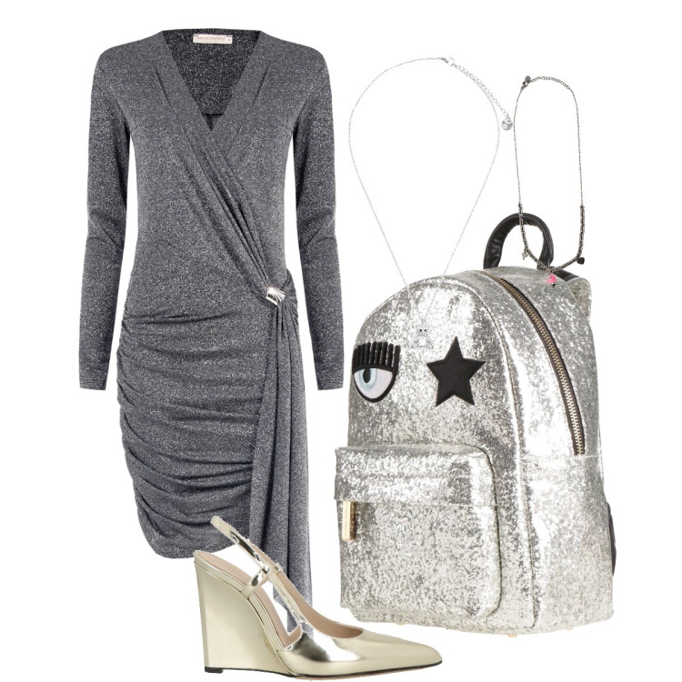 Outfit donna - Strizzare l’occhio ai 18. Stile Sexy per Cerimonia. Abbinamento con décolleté, zaini, ciondoli, ciondoli, vestiti a tubino.