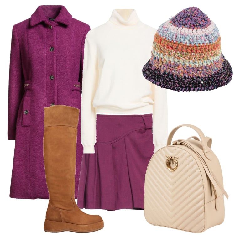 Outfit donna - Stivale al ginocchio comodo. Stile Casual per Tutti i giorni. Abbinamento con cappelli, stivali, maglieria, zaini, minigonne, cappotti.