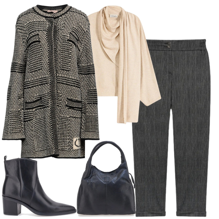 Outfit donna - City. Stile Urban per Tutti i giorni. Abbinamento con maglieria, cappotti, stivaletti, pantaloni, borse a mano.